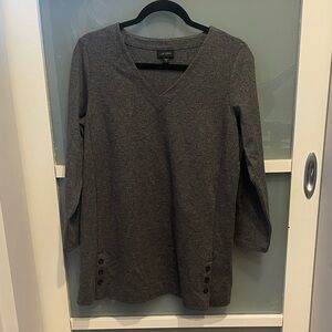 J. Jill Charcoal Grey V-Neck Top, EUC, Small Tall